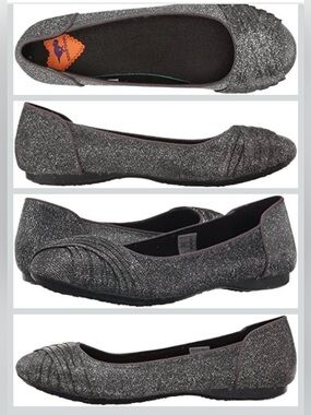 Rocket Dog Raylan Odyssey Ballet Flat in Gunmetal Glitter silver grey